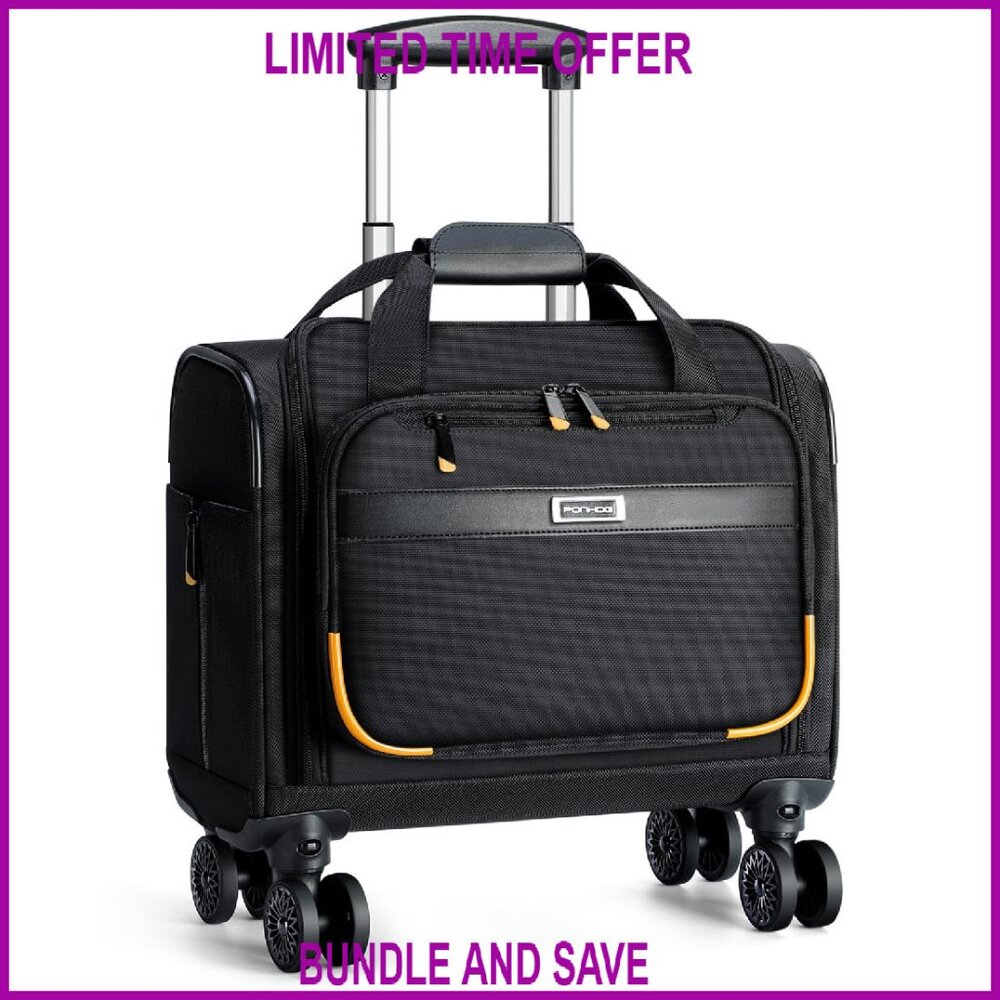 Rolling Laptop Briefcase 15.6 Inch Water Resistant Nylon Travel Bag